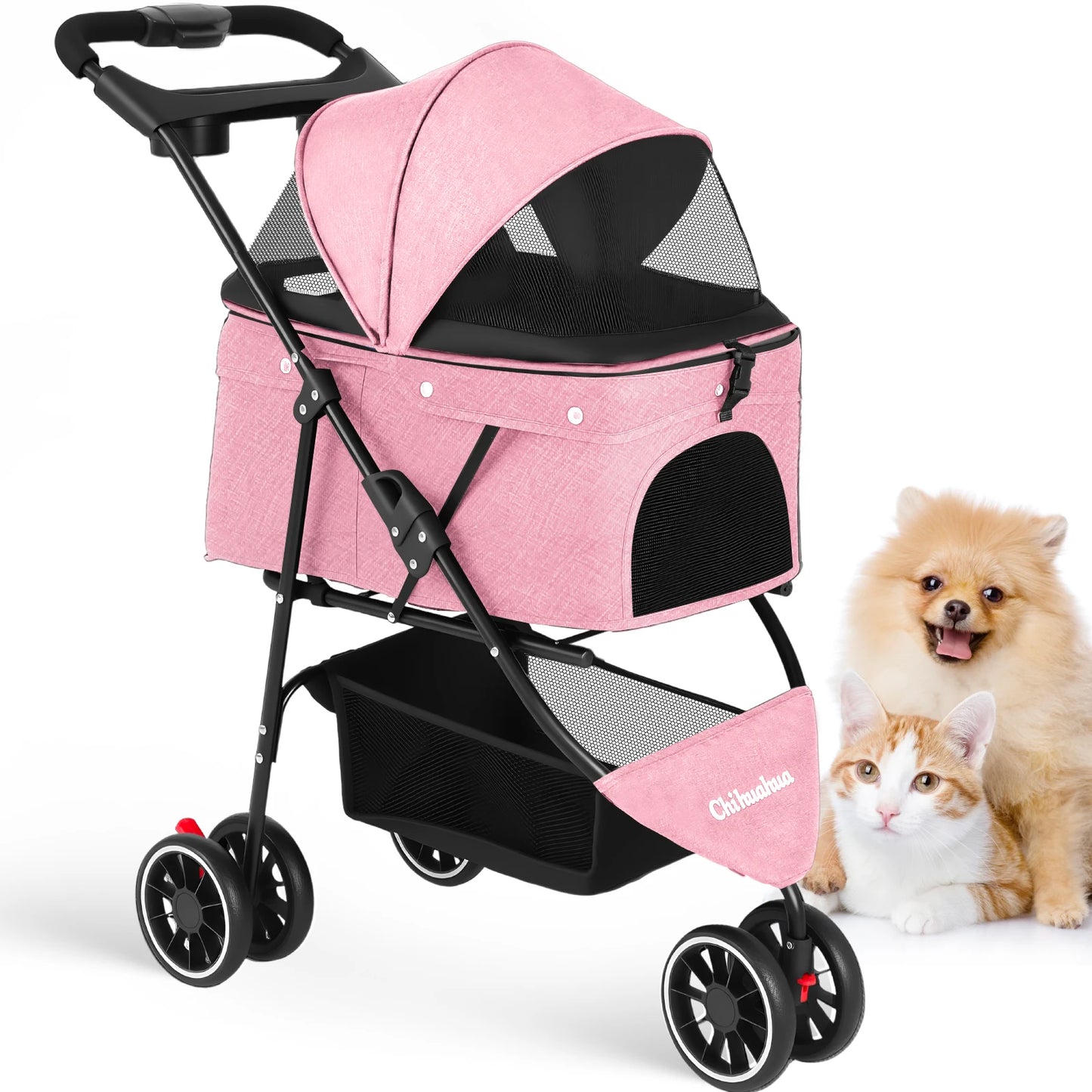 Pet Stroller For Small Puppy, Dogs & Cats, Travel Portable Dog Stroller,  Foldable