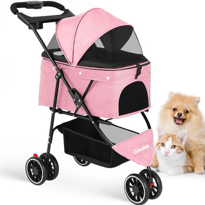 Pet Stroller For Small Puppy, Dogs & Cats, Travel Portable Dog Stroller,  Foldable