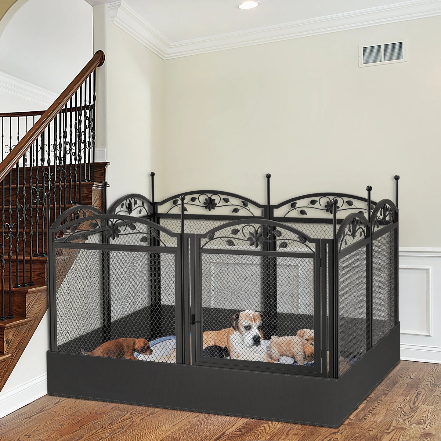 8 Panels DIY Heavy Duty Dog Playpen, Pen Outdoor or Indoor, Dog, Puppy Metal Fence with Waterproof Fertility Pad for Whelping,Training