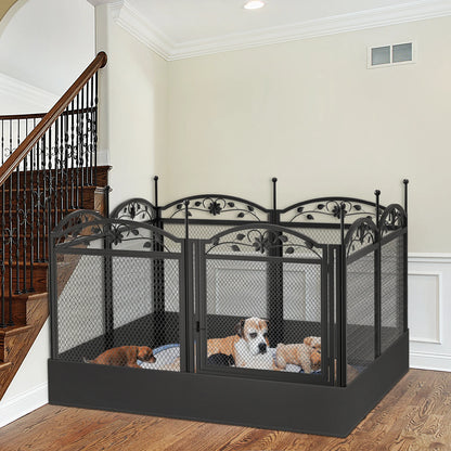 8 Panels DIY Heavy Duty Dog Playpen, Pen Outdoor or Indoor, Dog, Puppy Metal Fence with Waterproof Fertility Pad for Whelping,Training