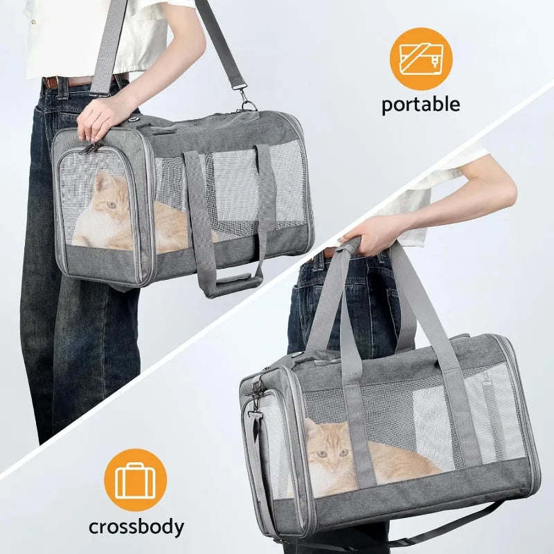 Airline Approved Pet Carrier for Cats and Dogs, Soft Travel Bag with Breathable Honeycomb Board,Removable Support Board for Pet