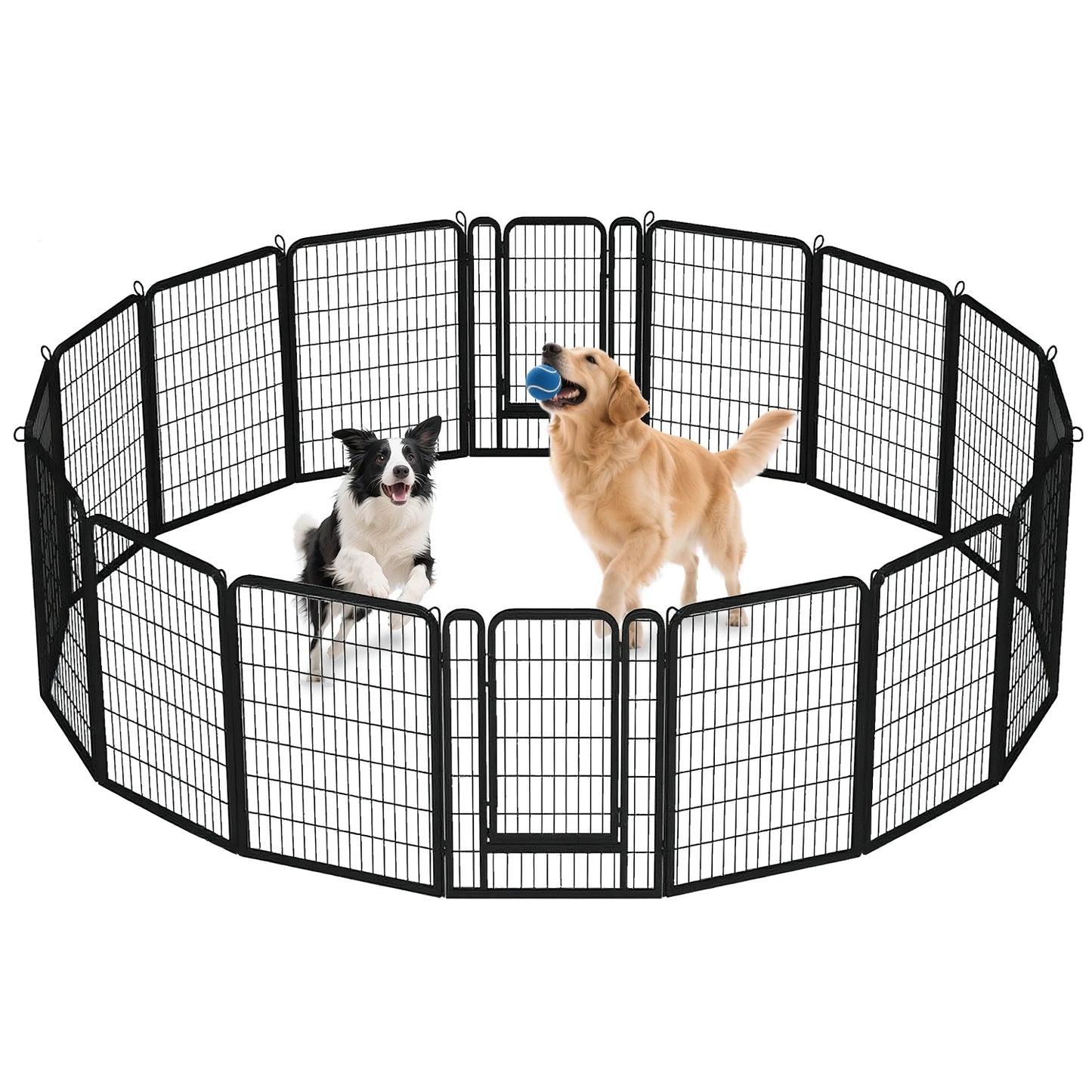 Dog Playpen with Door, Outdoor/Indoor Foldable Metal Pet Fence, Heavy Duty Exercise Pen for Yard, RV Camping