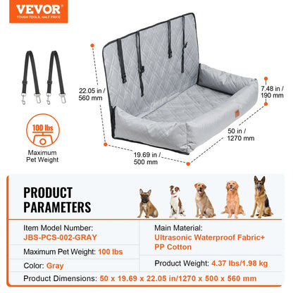 Dog Car Seat Waterproof Dog Booster Seat, Pet Car Seat with Clip-On Safety Leash, Car Bed for Medium or Large Dog