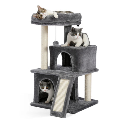 Large Cat Tree for Indoor Cats, Multi-Level Cat Tower with Sisal Scratching Post, 2 Spacious Condo, Cat Scratching Pad