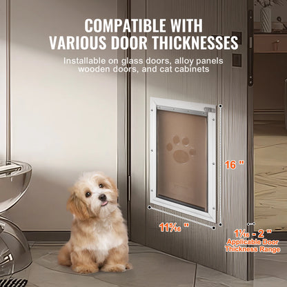 SucceBuy Pet Door Aluminum Frame with Lock and Flap System, Weatherproof Doggy Door Easy to Install in Interior or Exterior Doors