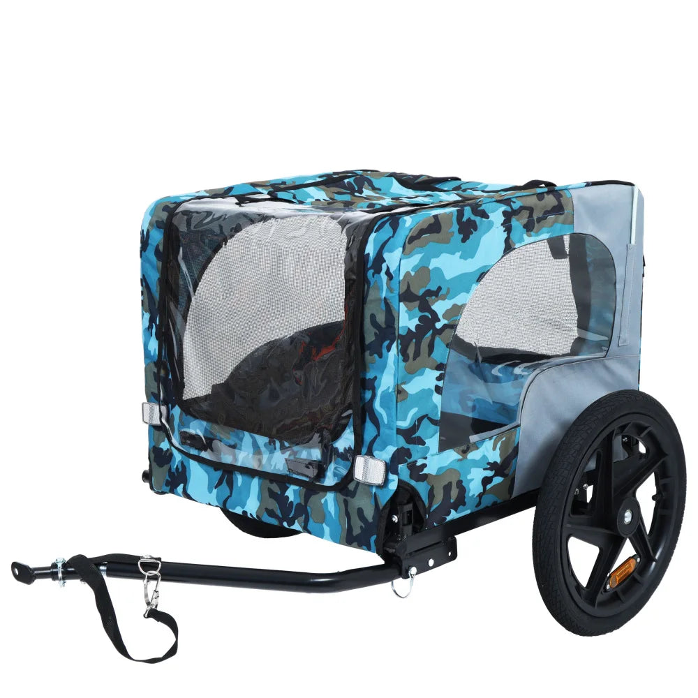 Foldable Pet Bike Trailer, Dog Bicycle Cart with Quick Release Wheels, Non-Slip Floor and, Safety Leash for Small or Medium Pets