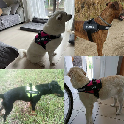 Dog Harness Vest, ID Patch Customized Reflective Breathable Adjustable Pet Harness For Dog
