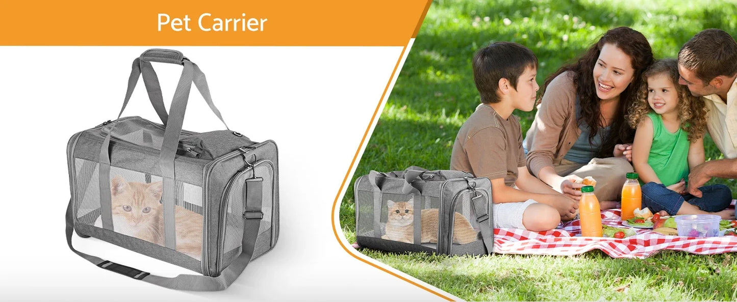 Airline Approved Pet Carrier for Cats and Dogs, Soft Travel Bag with Breathable Honeycomb Board,Removable Support Board for Pet