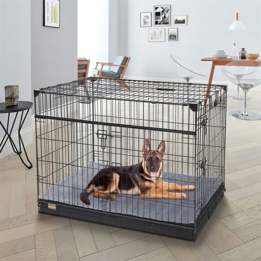 Large Orthopaedic Dog Bed Waterproof Cushion, Pet Mattress 2 In 1 Pet Dog Crate Bed with Removable Washable Cover Indoor Outdoor