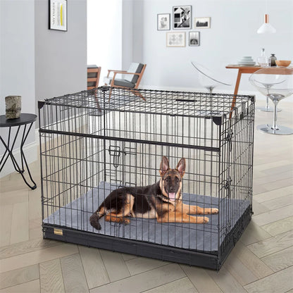 Large Orthopaedic Dog Bed Waterproof Cushion, Pet Mattress 2 In 1 Pet Dog Crate Bed with Removable Washable Cover Indoor Outdoor