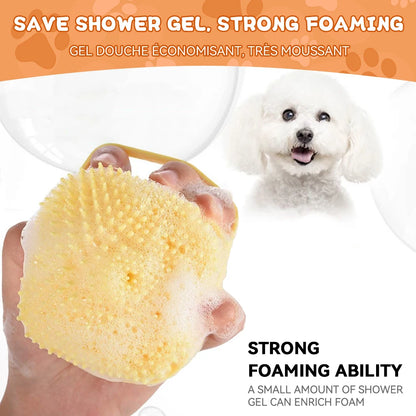 Pet Massage Brush Shampoo Dispenser Soft Silicone Brush Rubber Bristle for Dogs and Cats Shower Grooming Tool