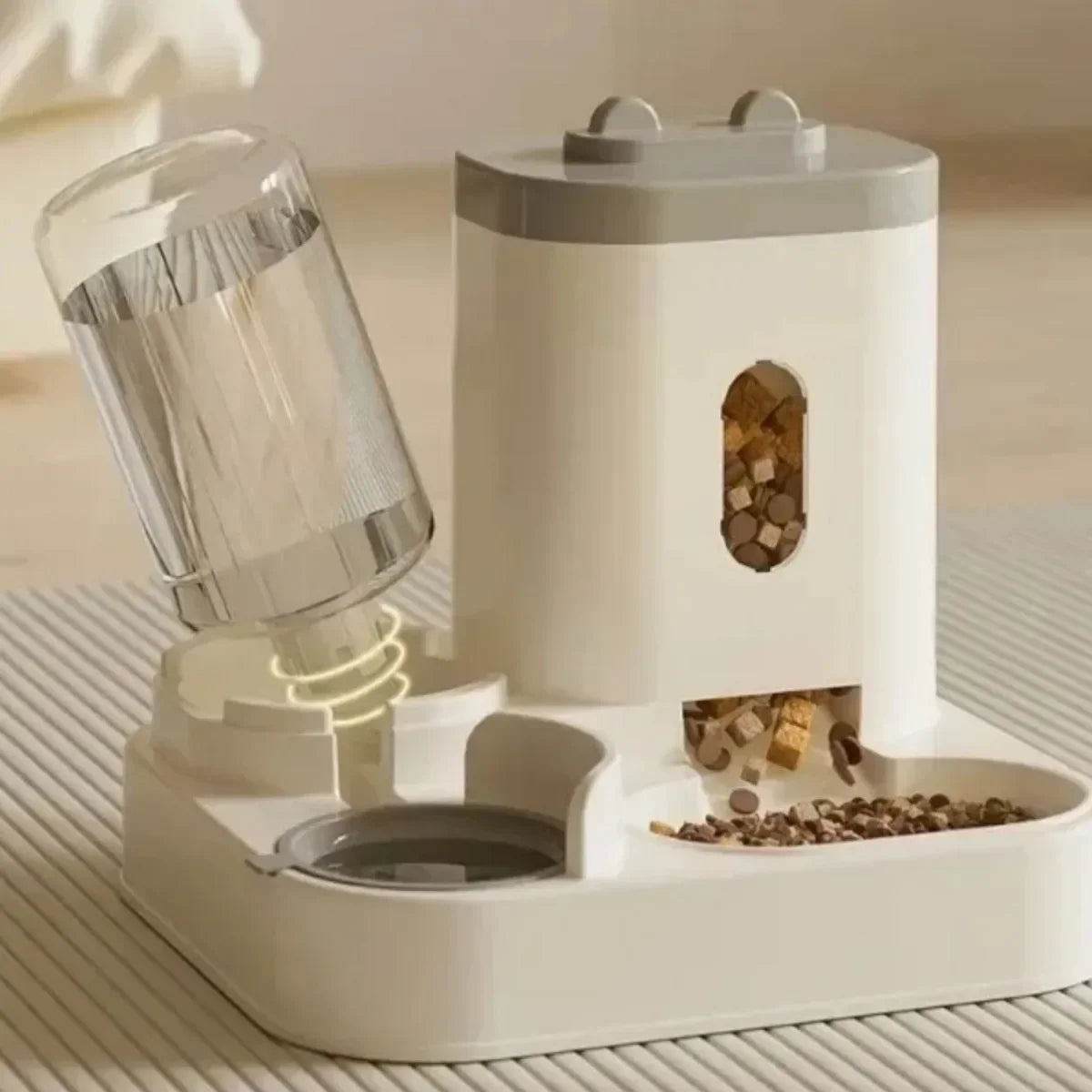 Automatic Feeder Dog or Cat Food Bowl With Water Fountain, Large Capacity Pet Food Storage Dispenser