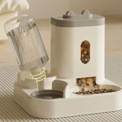 Automatic Feeder Dog or Cat Food Bowl With Water Fountain, Large Capacity Pet Food Storage Dispenser