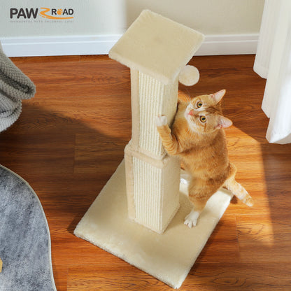 Large Cat Scratching Post for Indoor Cats, Ultimate Scratch Post with Woven Sisal Dangling Ball