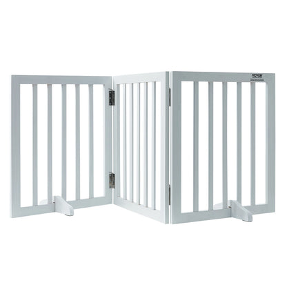 SucceBuy Free Standing Dog Gate, Freestanding Pet Gate with 3 Panels, Foldable for Narrow Passageways, Expandable Dog Barrier