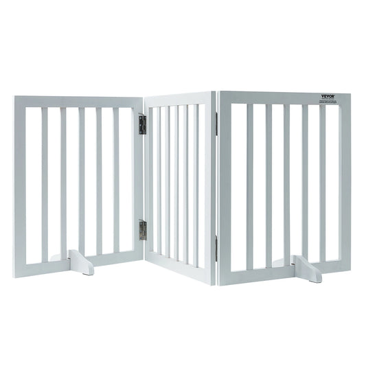 SucceBuy Free Standing Dog Gate, Freestanding Pet Gate with 3 Panels, Foldable for Narrow Passageways, Expandable Dog Barrier