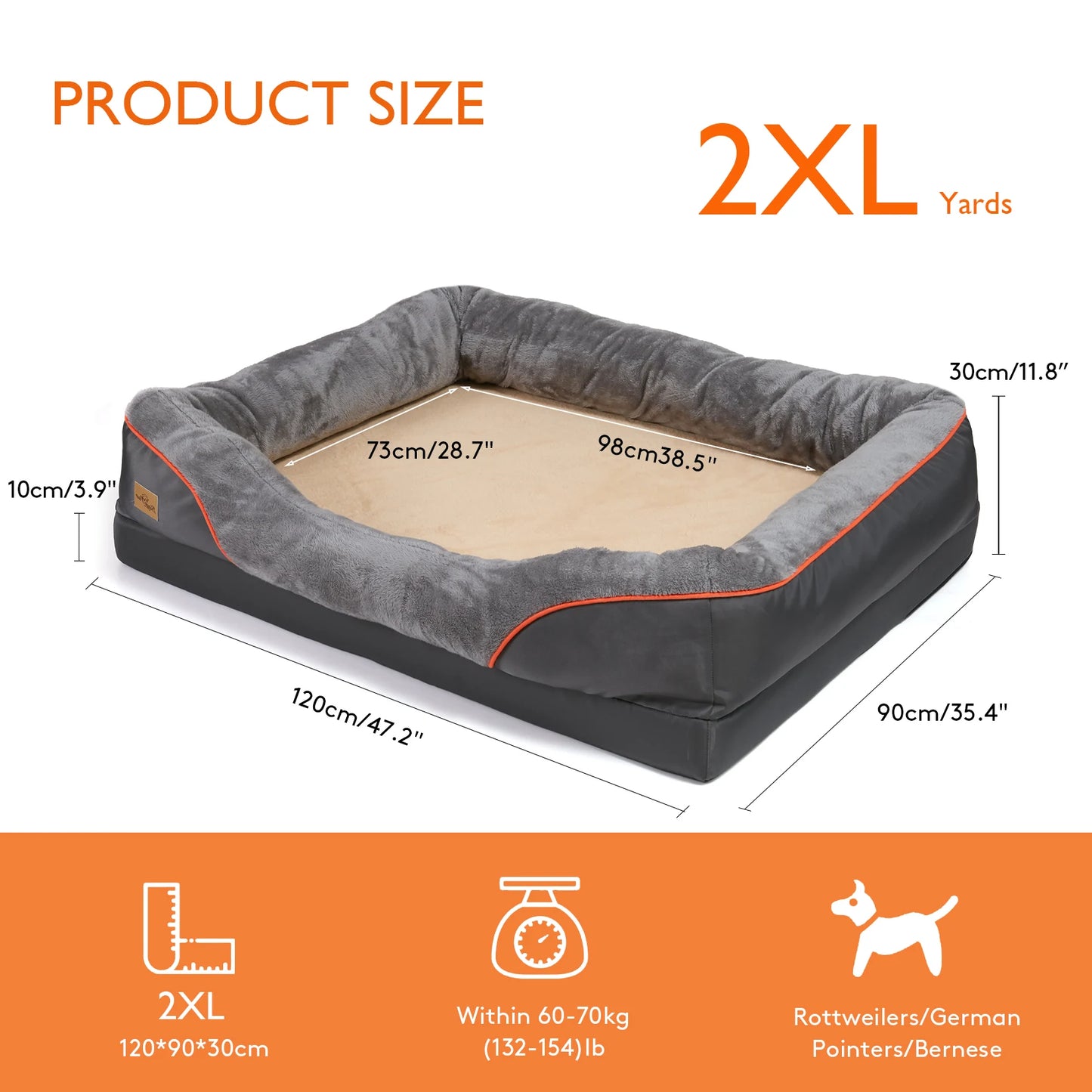 Large Dog Bed Soft and Comfortable ,Anti Allergy ,Warm Fleece, Removable Washable Cover, Waterproof