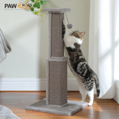 Large Cat Scratching Post for Indoor Cats, Ultimate Scratch Post with Woven Sisal Dangling Ball