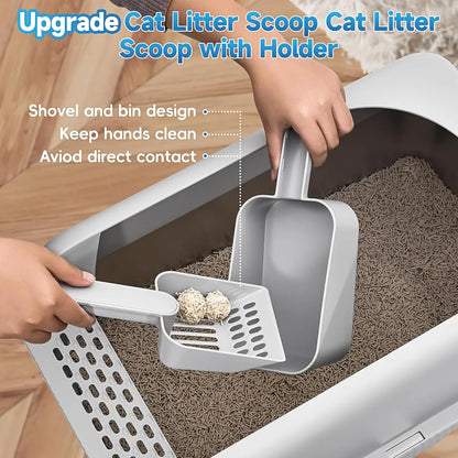 2-Pack Stainless Steel Cat Litter Box with Lid, XL Size for Large Cats, Enclosed Design to Prevent Scatter