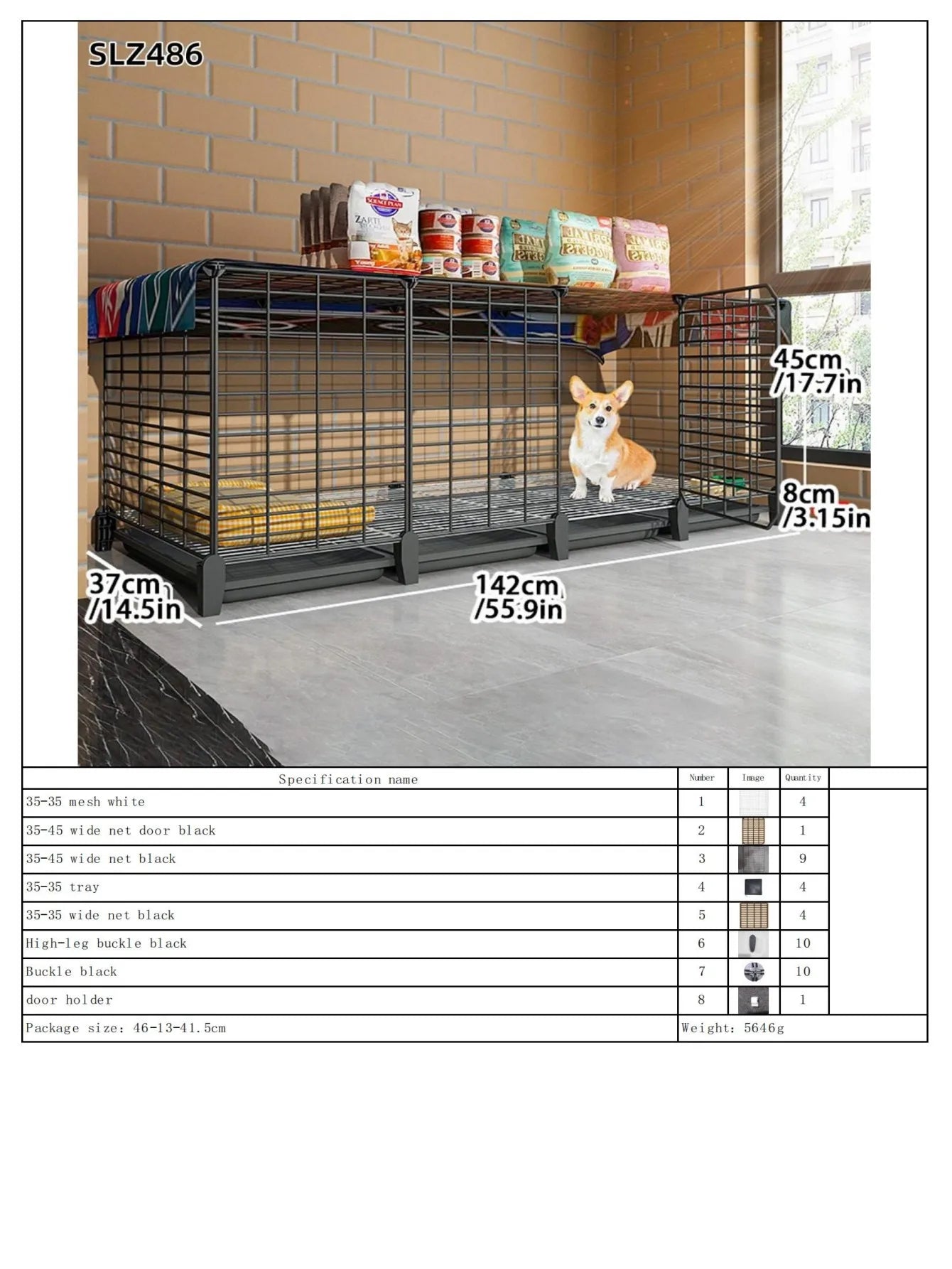 Dog Cage Small Dog Indoor with Separate Toilet Household Corgi Teddy Pomeranian House Kennel Dog Pet Fence