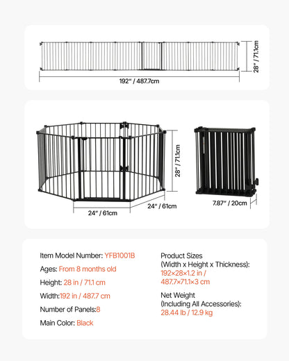SucceBuy Baby Gate 28/30/36 Inches High, Dog Gate Easy Step Walk Thru, Child Pet Security, Pressure Mount Kit w/ Wall Cups