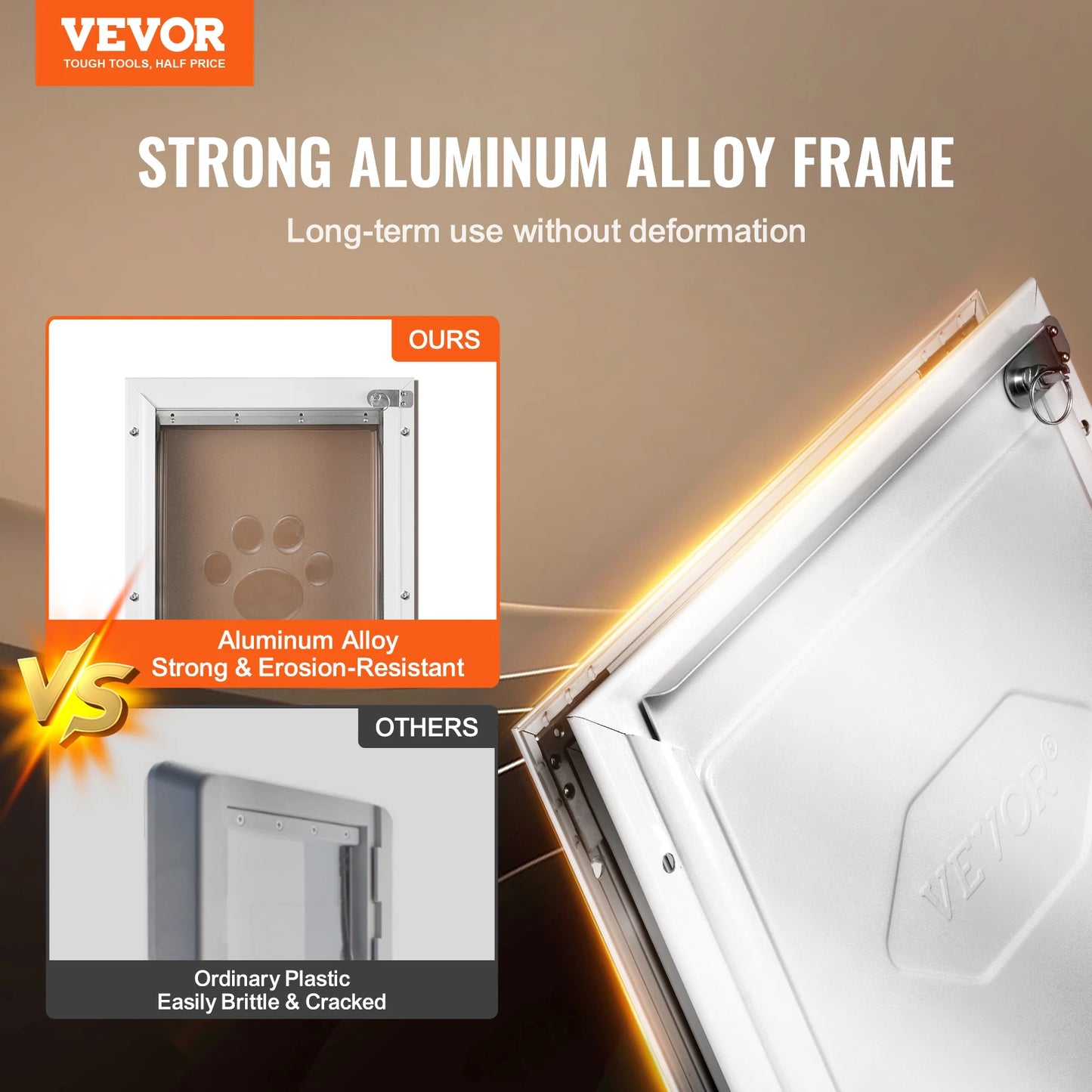 SucceBuy Pet Door Aluminum Frame with Lock and Flap System, Weatherproof Doggy Door Easy to Install in Interior or Exterior Doors
