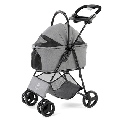 3 in 1 Pet Stroller with Removable Carrier, Folding Stroller for Small/Medium Dogs and Cats, Waterproof, All-Terrain