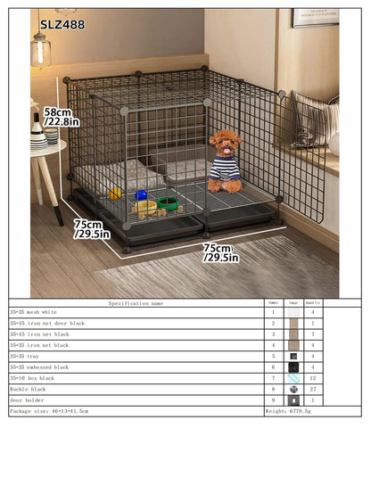Dog Cage Small Dog Indoor with Separate Toilet Household Corgi Teddy Pomeranian House Kennel Dog Pet Fence