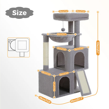 Large Cat Tree for Indoor Cats, Multi-Level Cat Tower with Sisal Scratching Post, 2 Spacious Condo, Cat Scratching Pad