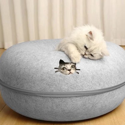 Felt Donut Bed for Cats or Small Dogs House With Breather Hole,  Dog Bed,  Interactive Play Toys for Cats to Hide 2 in