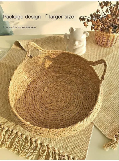 All Seasons Pure hand-woven rattan cat nest,  universal warm pad is removable and washable