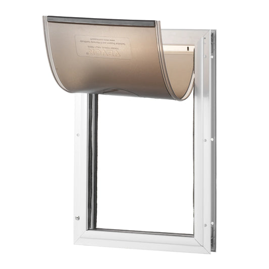 SucceBuy Pet Door Aluminum Frame with Lock and Flap System, Weatherproof Doggy Door Easy to Install in Interior or Exterior Doors