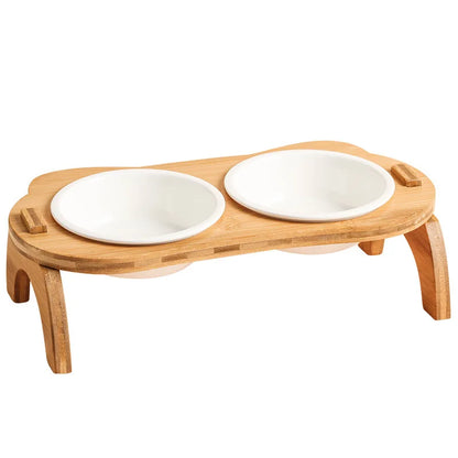 ATUBAN Cat Bowl with Stand,Smavles Cat Food Bowl Anti Vomiting Ceramic Cats Bowls With Stand, 15° Tilted Cats Water Bowl Set