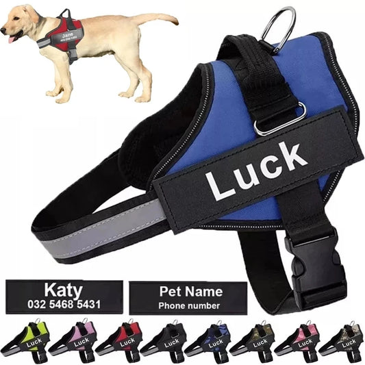 Dog Harness Vest, ID Patch Customized Reflective Breathable Adjustable Pet Harness For Dog