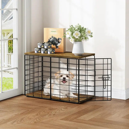 Extra Small Dog Crate, Furniture Stylish Durable Indoor Dog Kennel with Storage Top, Secure Lock