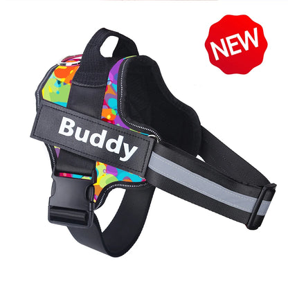 Dog Harness NO PULL Reflective, Breathable, Adjustable Pet Harness Vest with ID Custom Patch Outdoor Walking Dogs