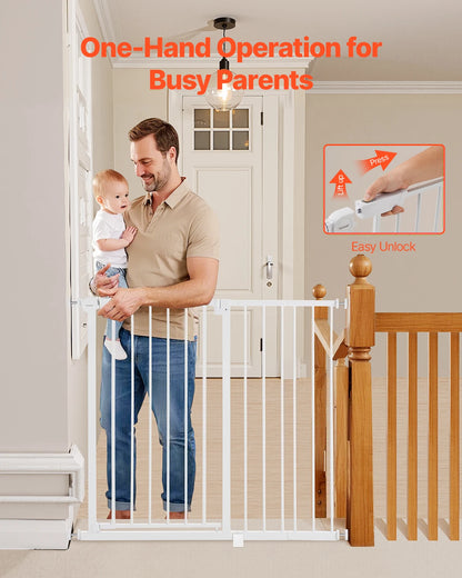 SucceBuy Baby Gate 28/30/36 Inches High, Dog Gate Easy Step Walk Thru, Child Pet Security, Pressure Mount Kit w/ Wall Cups