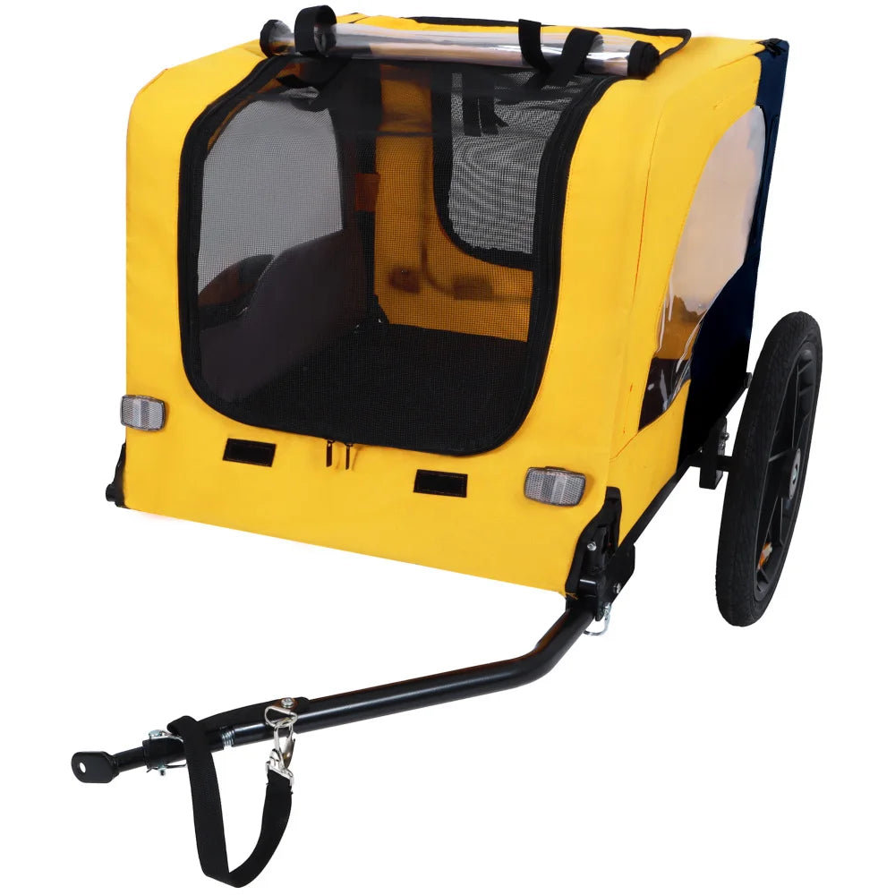 Foldable Pet Bike Trailer, Dog Bicycle Cart with Quick Release Wheels, Non-Slip Floor and, Safety Leash for Small or Medium Pets