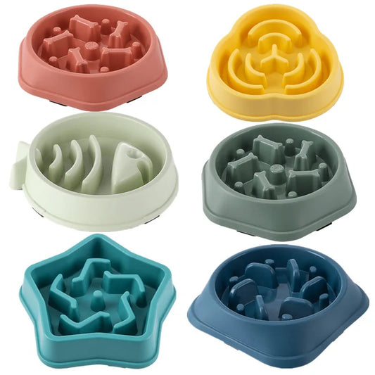 Pet Cat and Dog Slow Food Bowl, Anti-choking , Non-slip, Multiple Colors and Shapes