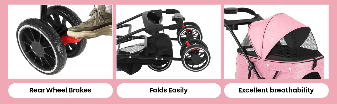 Pet Stroller For Small Puppy, Dogs & Cats, Travel Portable Dog Stroller,  Foldable