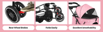 Pet Stroller For Small Puppy, Dogs & Cats, Travel Portable Dog Stroller,  Foldable