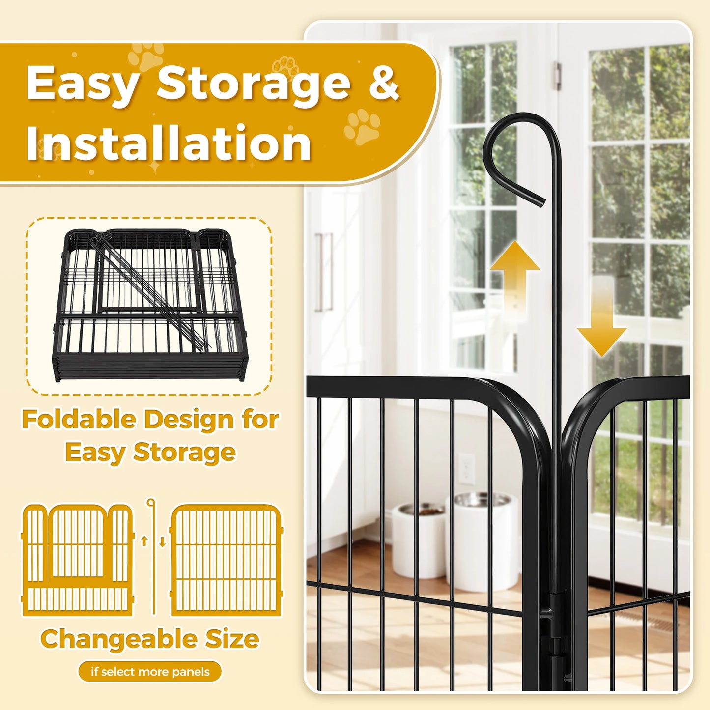 Dog Playpen with Door, Outdoor/Indoor Foldable Metal Pet Fence, Heavy Duty Exercise Pen for Yard, RV Camping