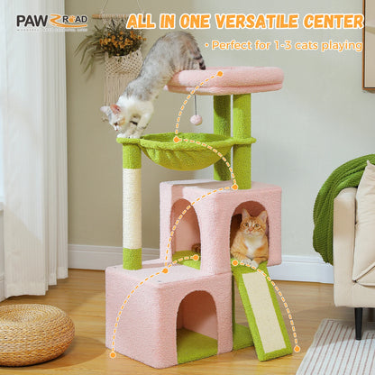 Large Cat Tree for Indoor Cats, Multi-Level Cat Tower with Sisal Scratching Post, 2 Spacious Condo, Cat Scratching Pad
