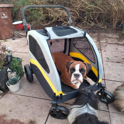 Premium Dog Stroller Pram 4 Wheel Foldable Cart, Pet Jogger Wagon for Small, Medium or Large Dogs