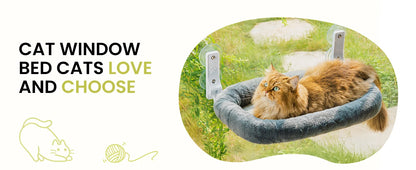 Foldable Cat Window Perch with 4 Strong Suction Cups, Cordless Cat Window Hammock Removable Soft Cover White Brown Green