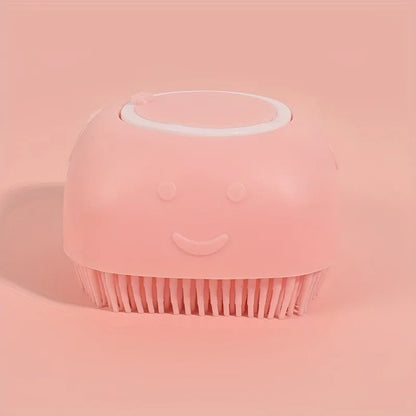 Pet Massage Brush, Shampoo Dispenser with Soft Silicone Rubber Bristle for Dogs and Cats, Shower Grooming Tool