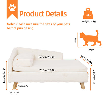 Elevated Pet Bed,Nordic Pet Stool Bed with Cozy Pad, Waterproof, with Sturdy Wood Legs for Small Dog or Kitten