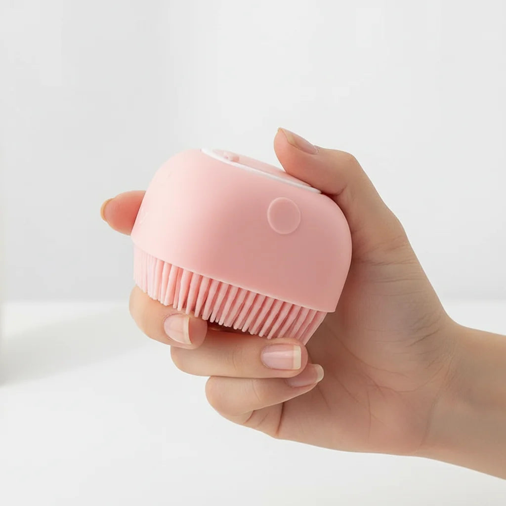 Pet Massage Brush Shampoo Dispenser Soft Silicone Brush Rubber Bristle for Dogs and Cats Shower Grooming Tool