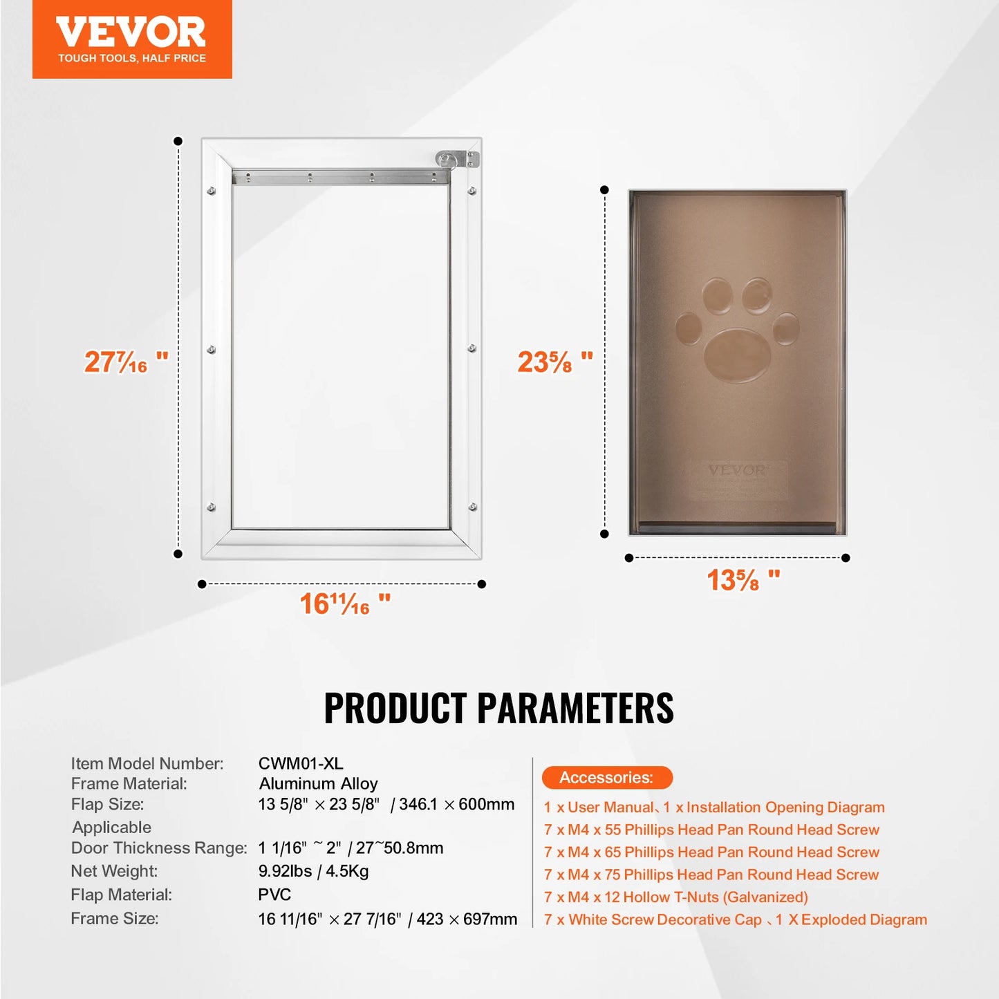 SucceBuy Pet Door Aluminum Frame with Lock and Flap System, Weatherproof Doggy Door Easy to Install in Interior or Exterior Doors
