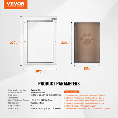 SucceBuy Pet Door Aluminum Frame with Lock and Flap System, Weatherproof Doggy Door Easy to Install in Interior or Exterior Doors